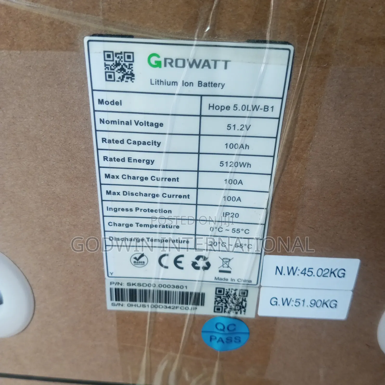 Growatt Lithium Battery 5kwh 48v