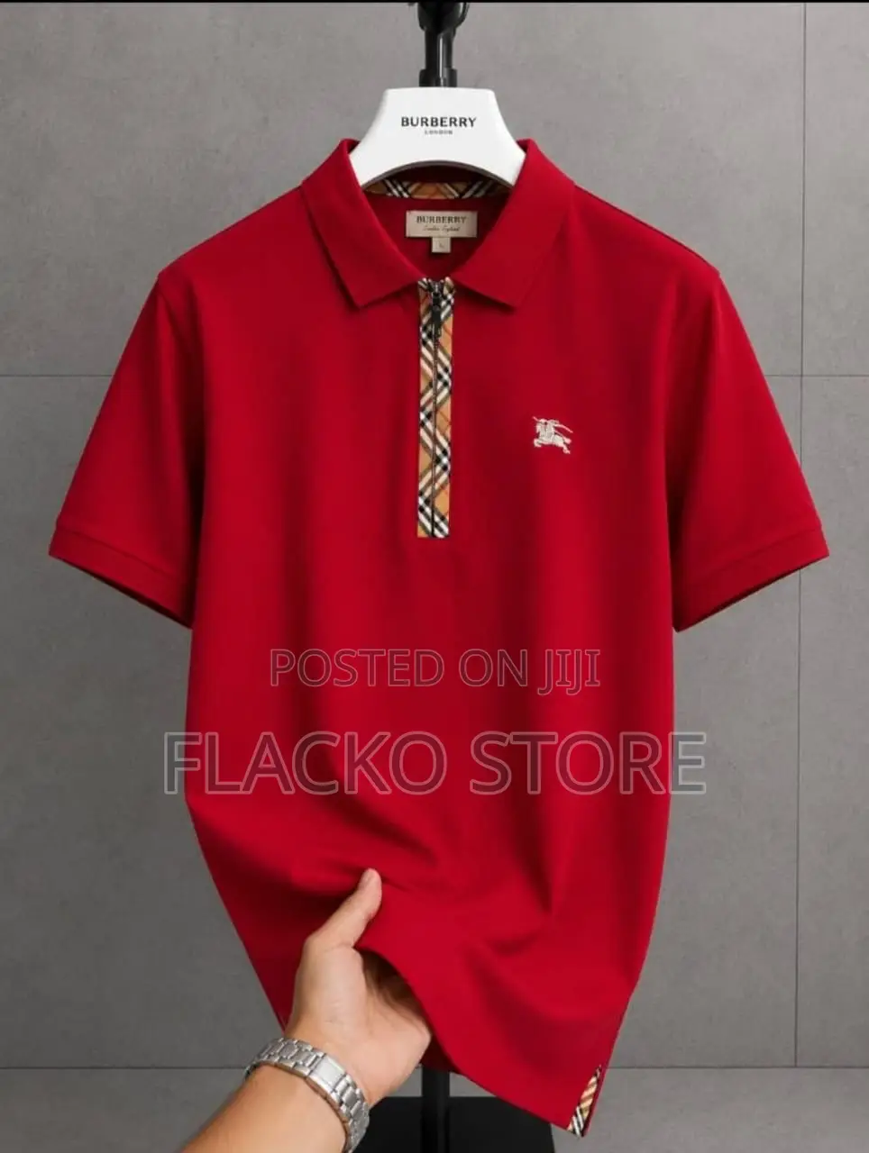 High Quality Burberry Zip Up Polo T-Shirts