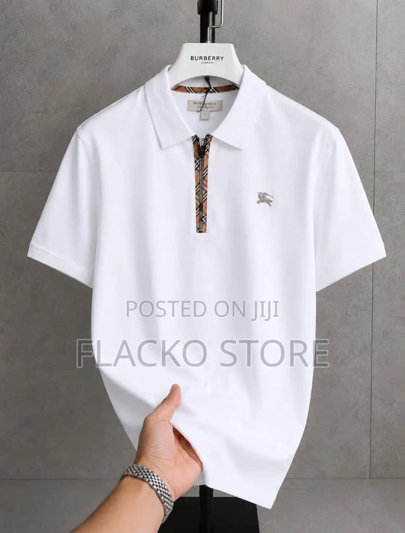 High Quality Burberry Zip Up Polo T-Shirts