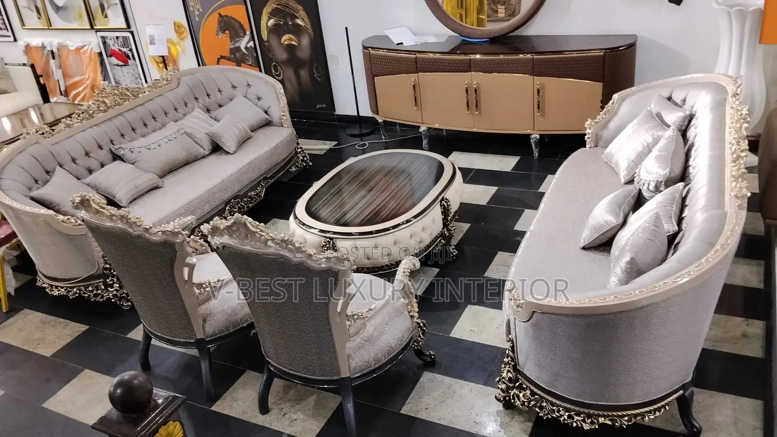 Imported Savoy Gold Leaf Sofa Set – Luxury Royal Living Room Furniture
