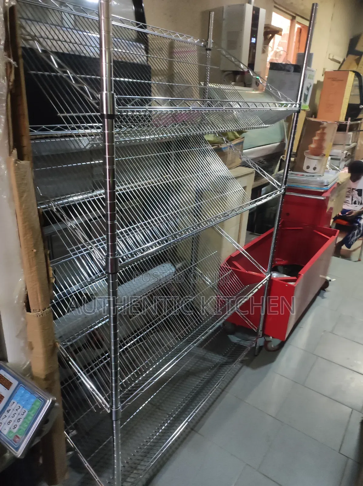 Heavy-Duty 4-Tier Display Rack, Supermarket Retail Storage Shelf