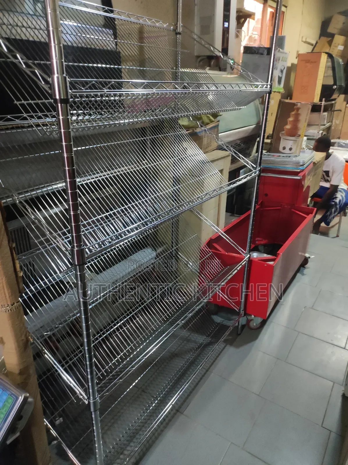 Heavy-Duty 4-Tier Display Rack, Supermarket Retail Storage Shelf