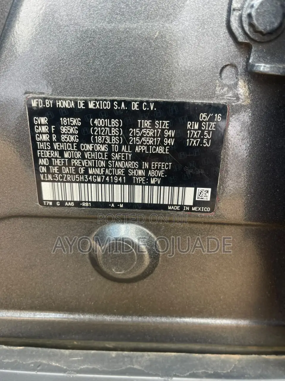 Honda HR-V 4dr SUV (1.5L 4cyl CVT) 2016 Gray