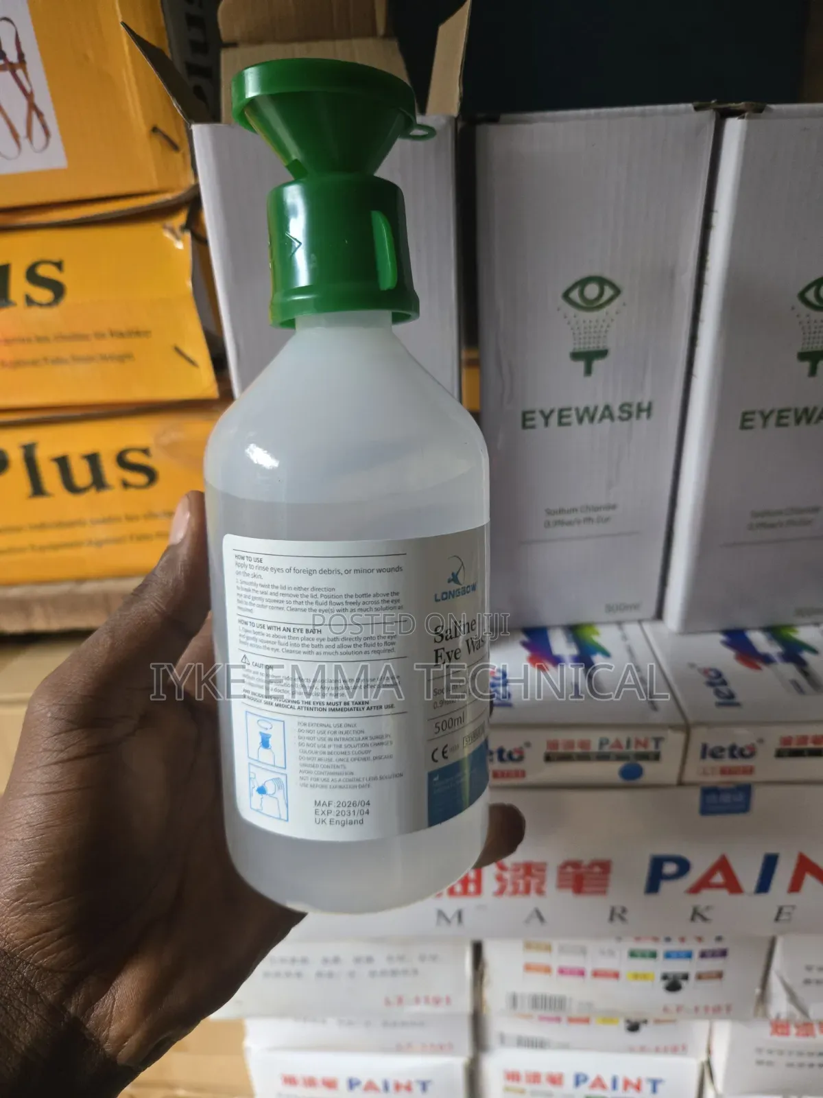 500ml Bottle of Sterile 0.9% Sodium Chloride Saline Solution Intended