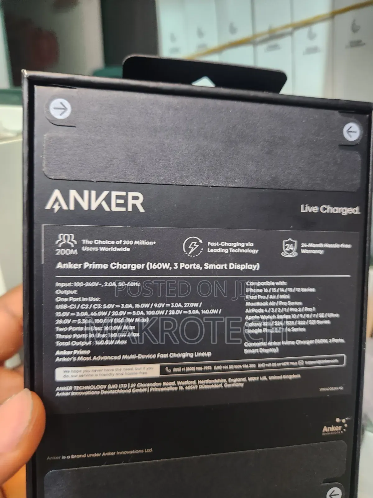 Anker Prime Charger,160W 3-Port Compact GaN USB C Charger,Smart Displa