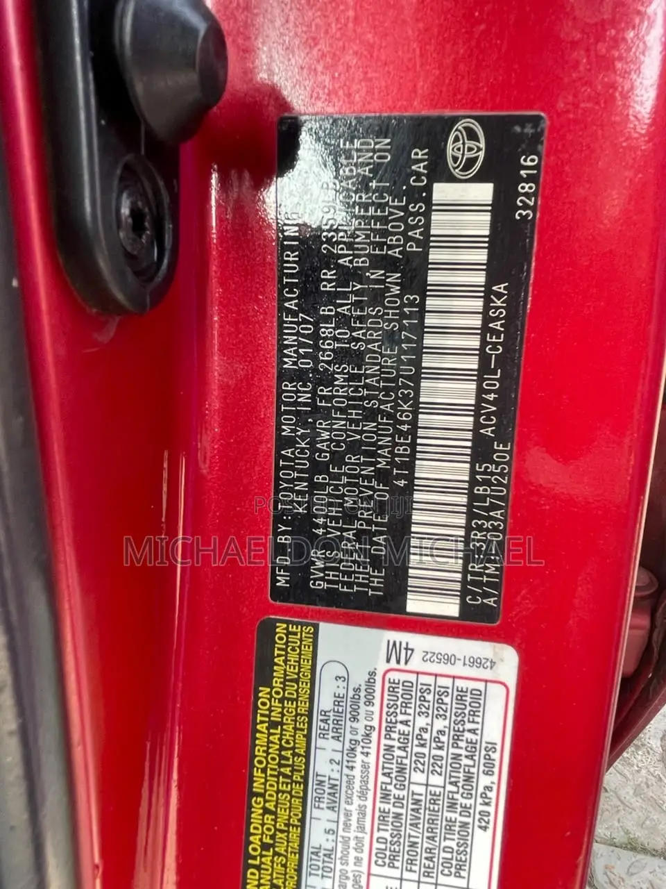 Toyota Camry 2.4 SE 2008 Red
