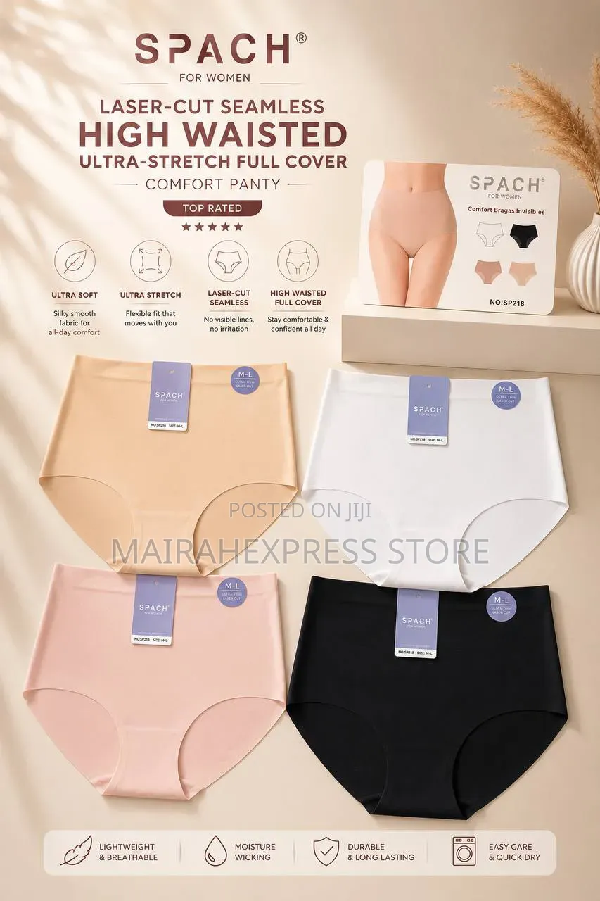 5pcs Spach Laser-Cut Seamless Ultra-Stretch Full Cover Comfort Panty