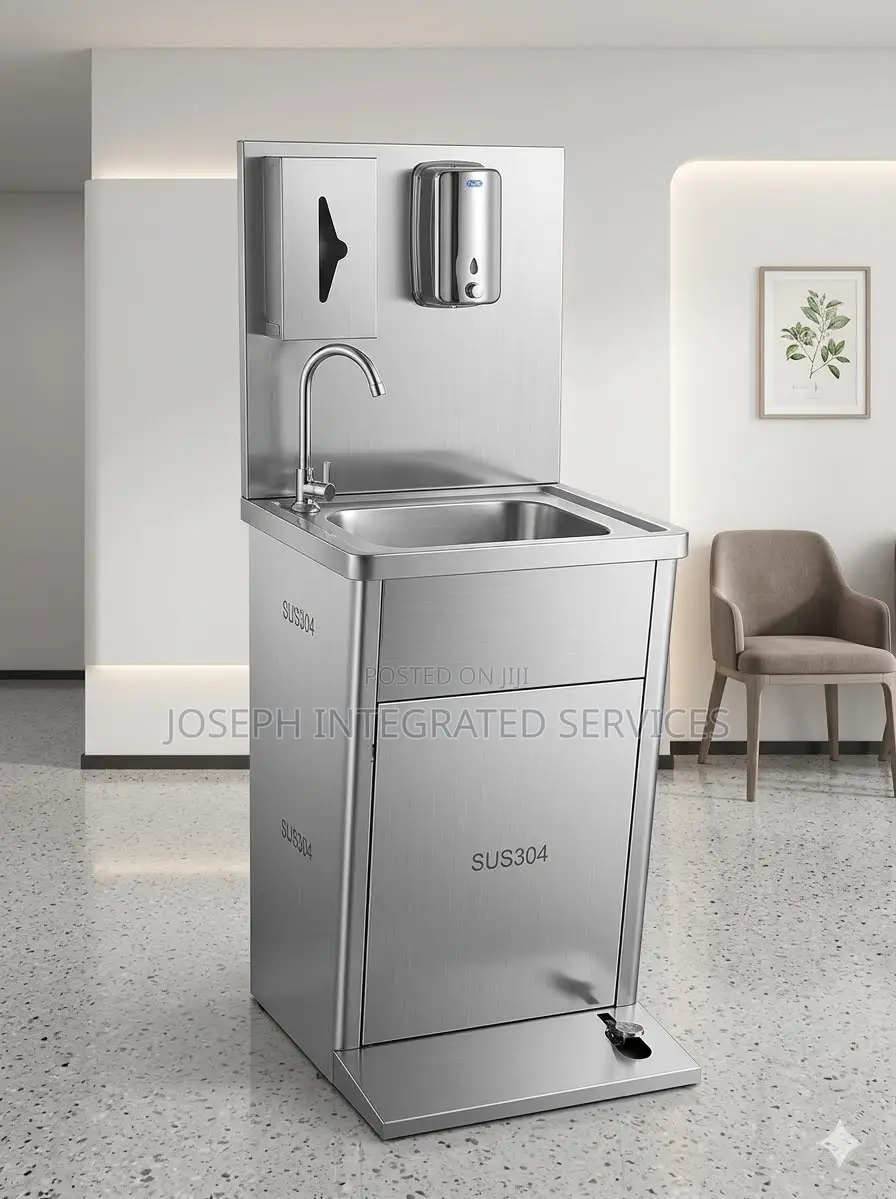 Stainless Steel, Foot-Operated Hand Washer Sink