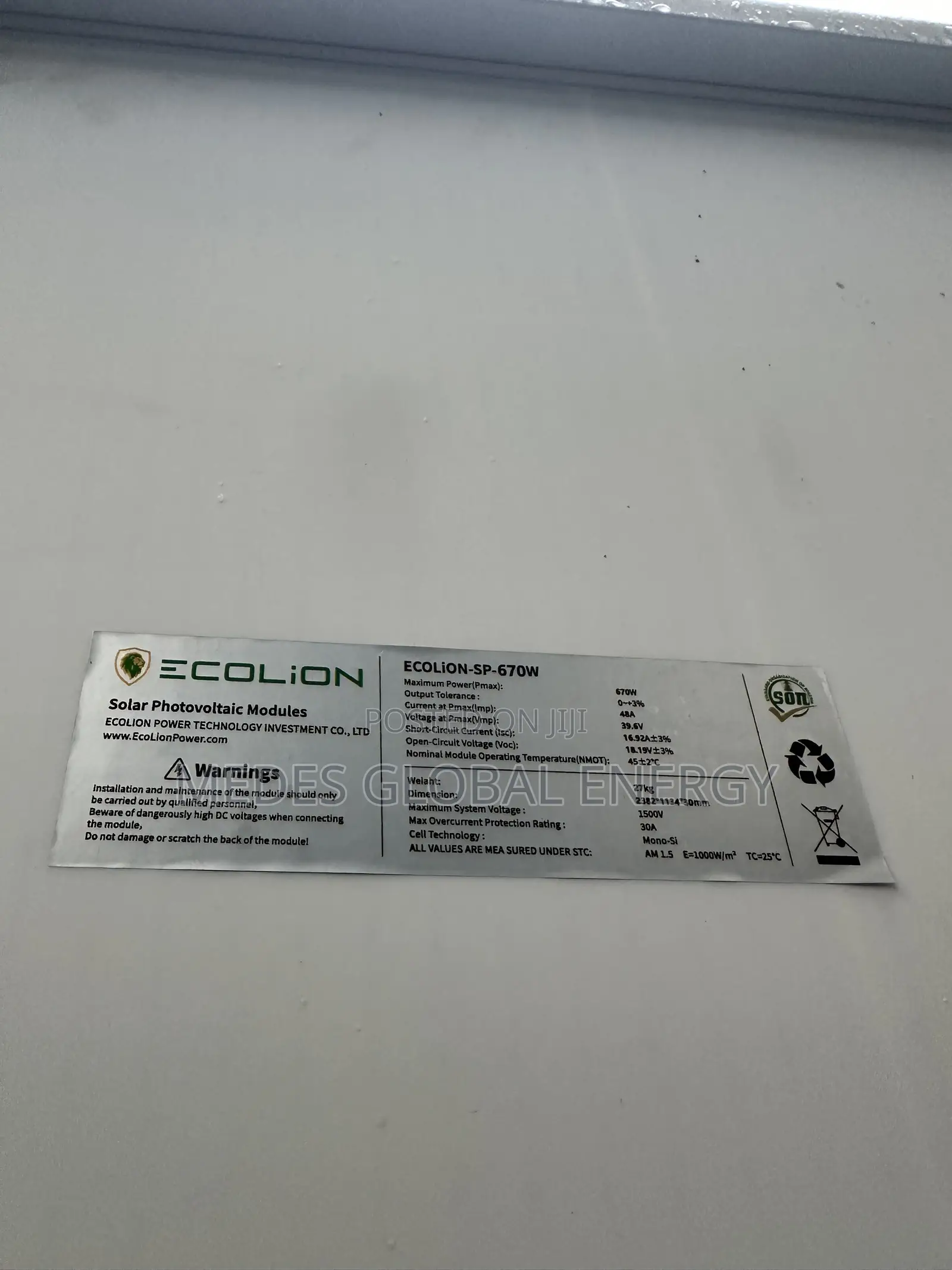670 Watts Jinko Solar Panel