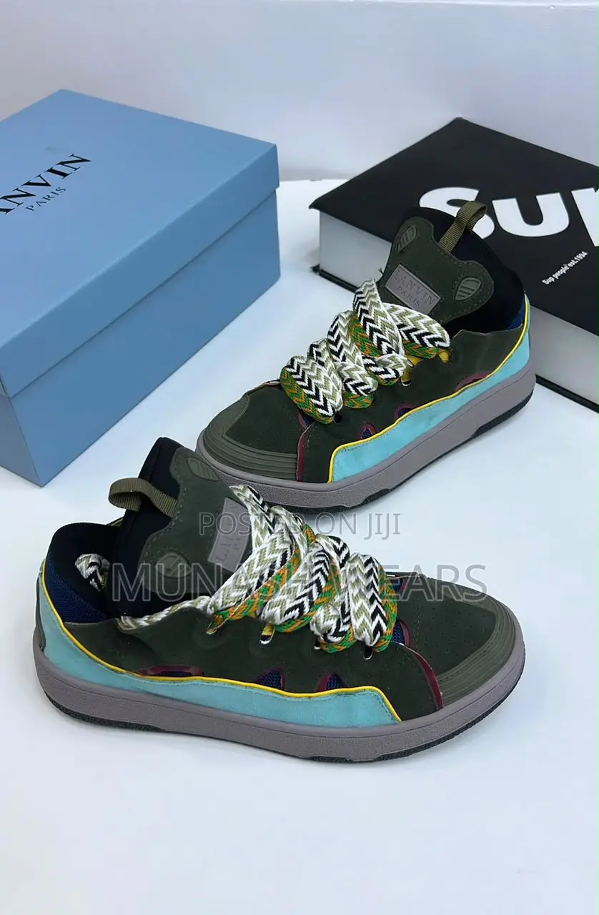 Lanvin Curb Sneakers Available in Red and Mix Lace Up