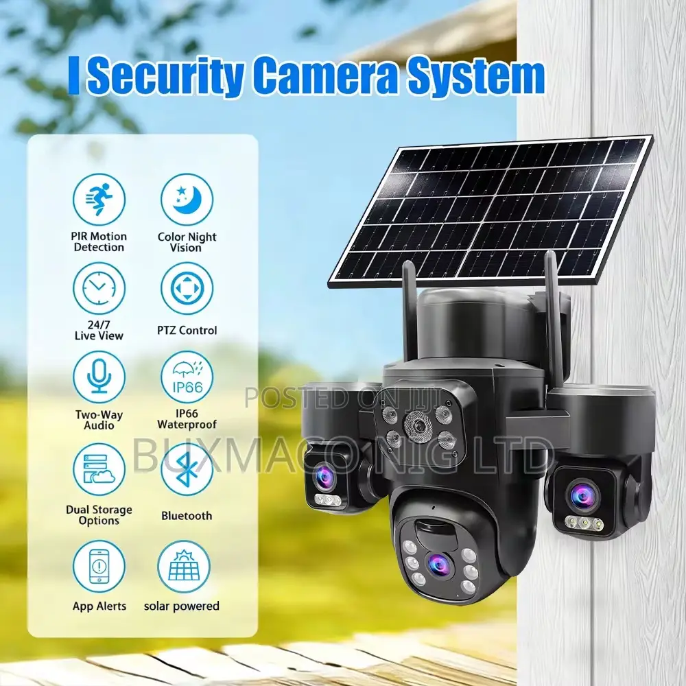 T30 V380- 4g-3 Lens PTZ All Rotation Solar Power Camera