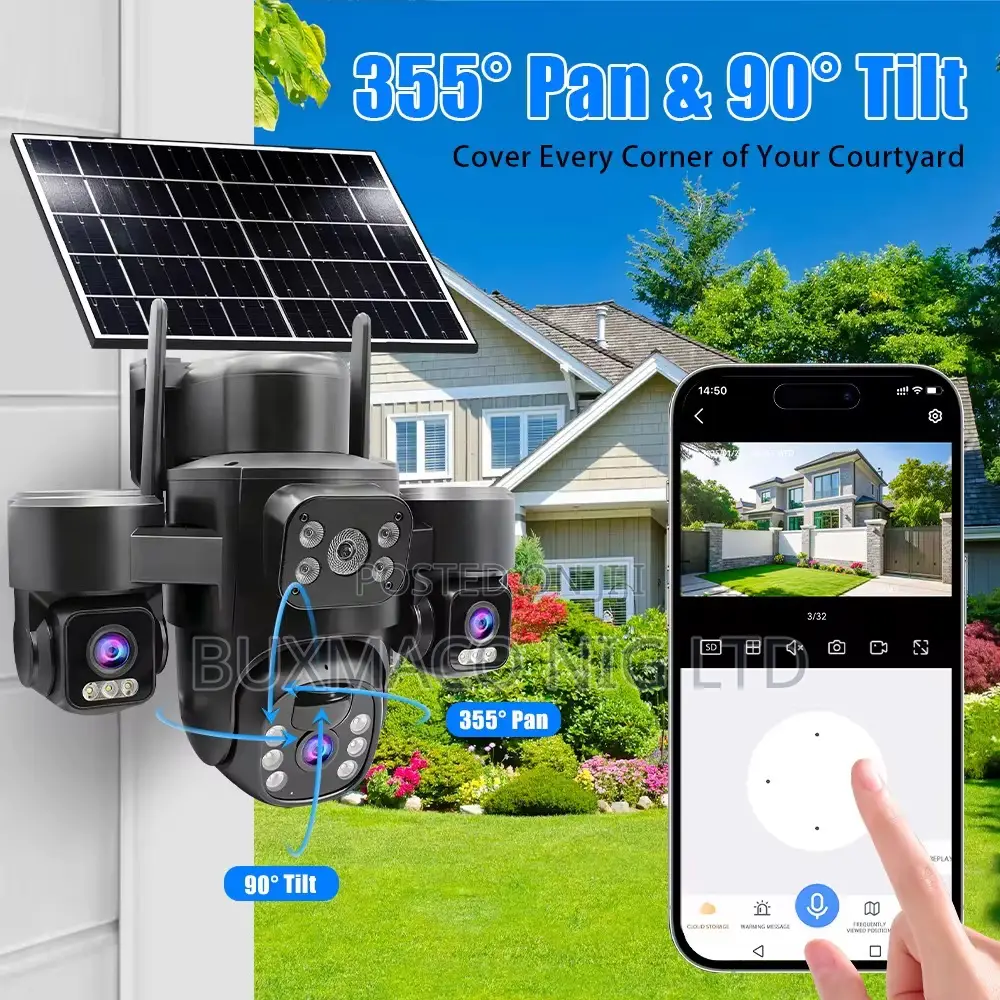 T30 V380- 4g-3 Lens PTZ All Rotation Solar Power Camera