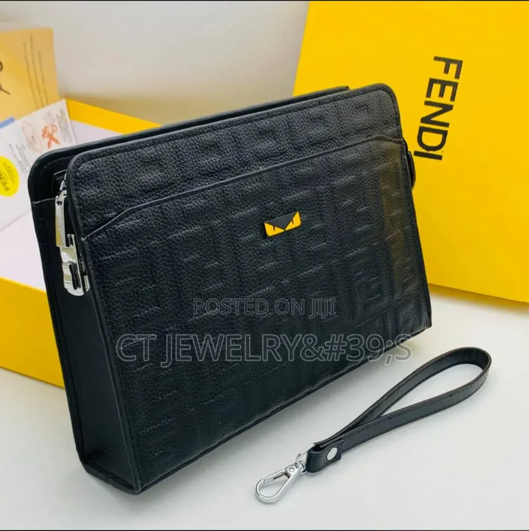 Versace Clutch Bag Black Pattern Genuine Leather High Quality (1/17)