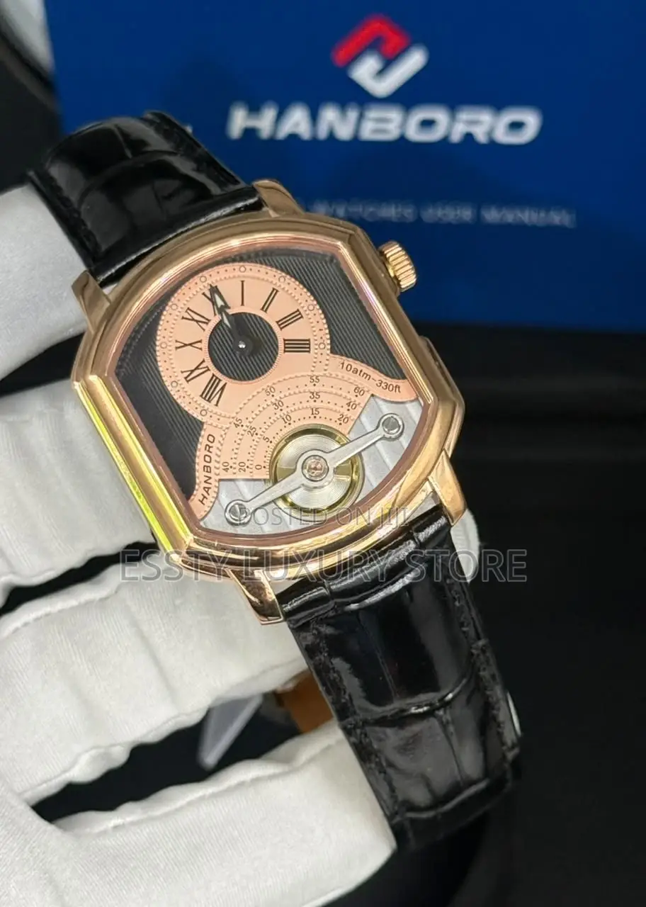 Hanboro Quality Luxury Men Genuine Leather Wristwatch