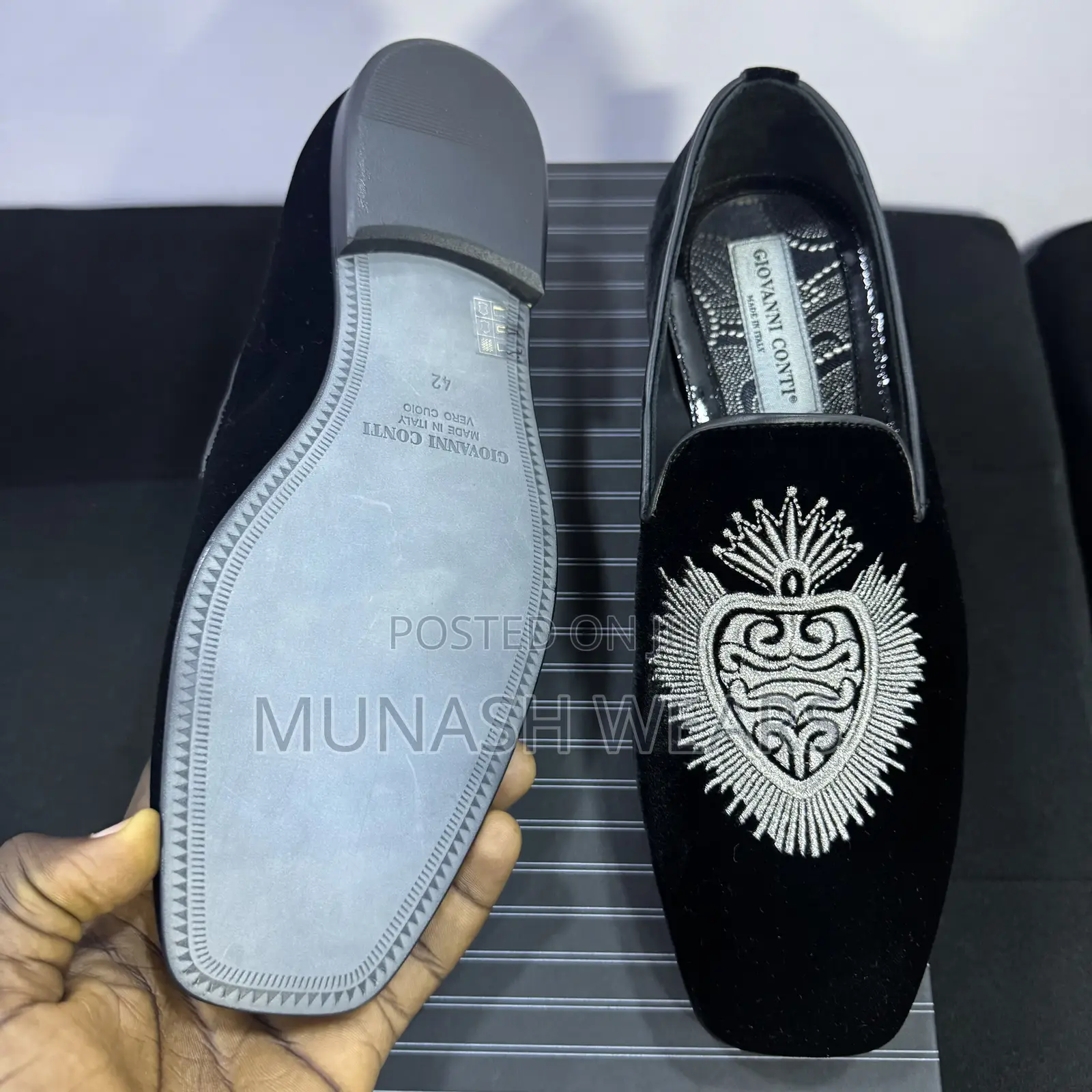 Italian Velvet Black Giovani Conti Shoe 40-46 Available