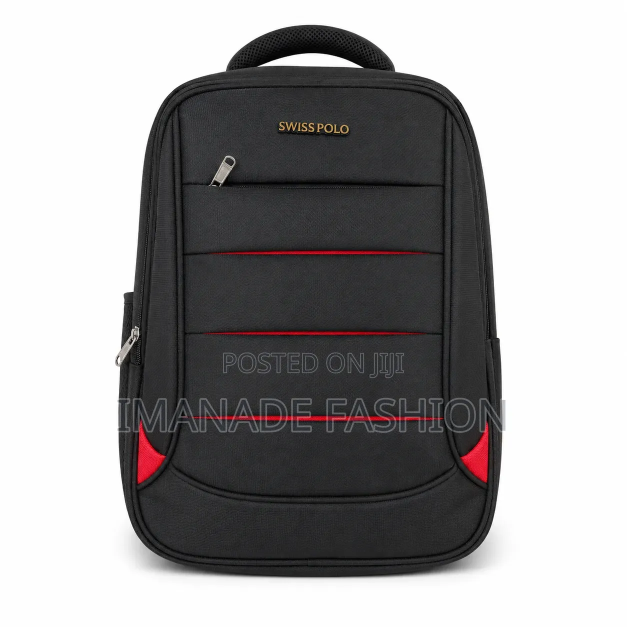 SWISS POLO Premium Laptop Backpack – Black With Red Accent