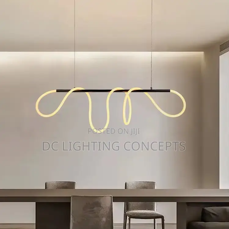 Modern LED Curved Linear Semi Flush Mount Ceiling Light.