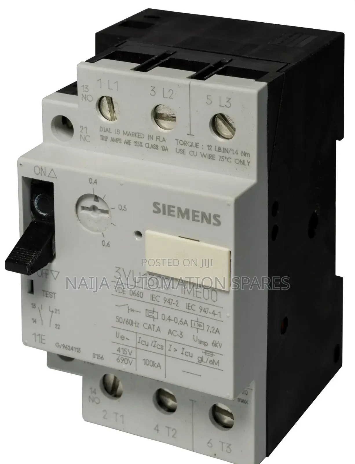 3vu1340-1me00 Siemens Motor Circuit Breaker 0.4A to 0.6A 3 Pole