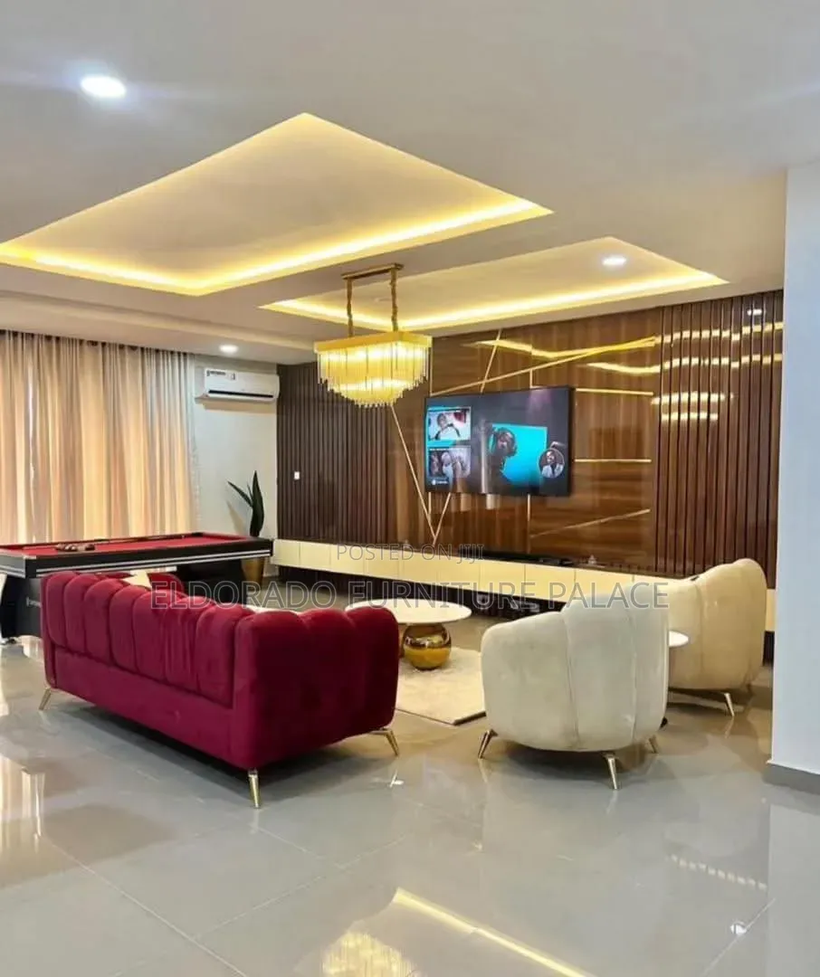 Complete Set of Fabric Chairs With Television Console
