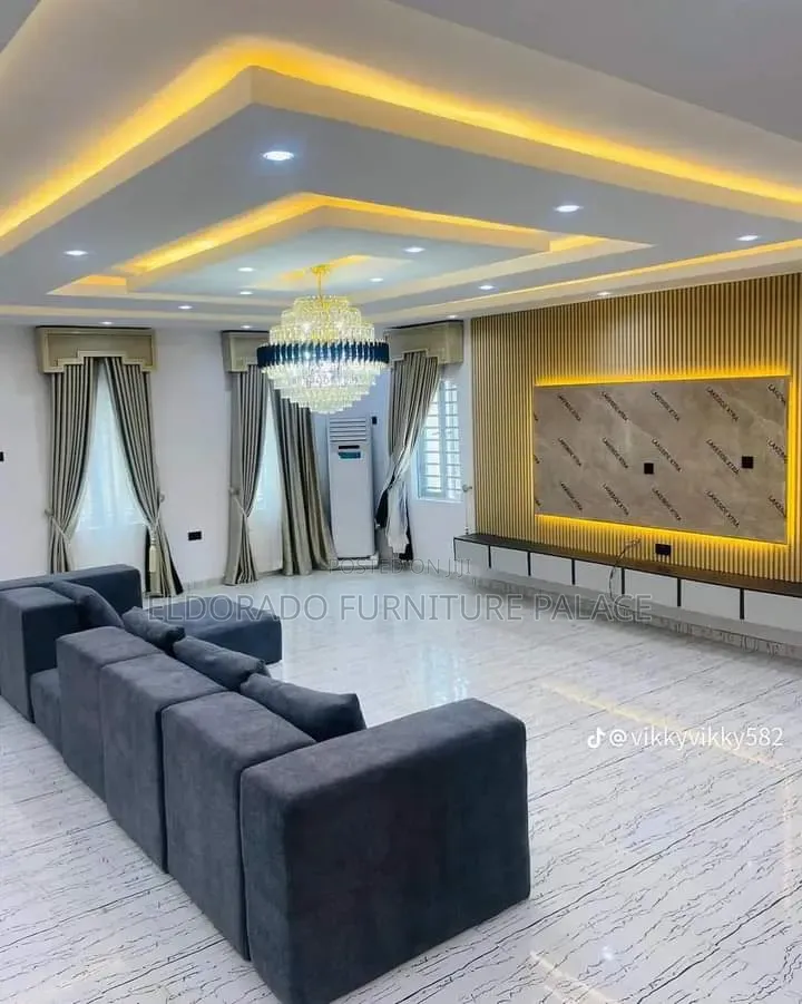 Complete Set of Fabric Chairs With Television Console