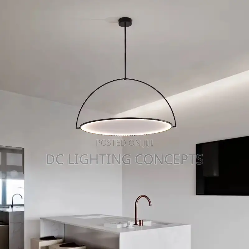 Nordic Minimalist Acrylic Island Adjustable Iron Black Pendant Light.