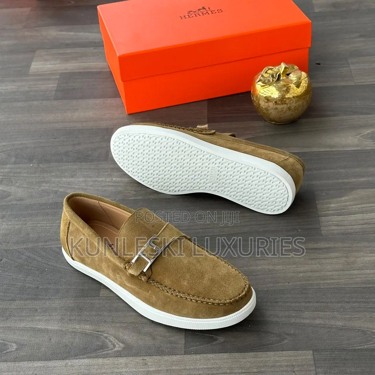 Original Hermes Paris Suede Loafer Shoes