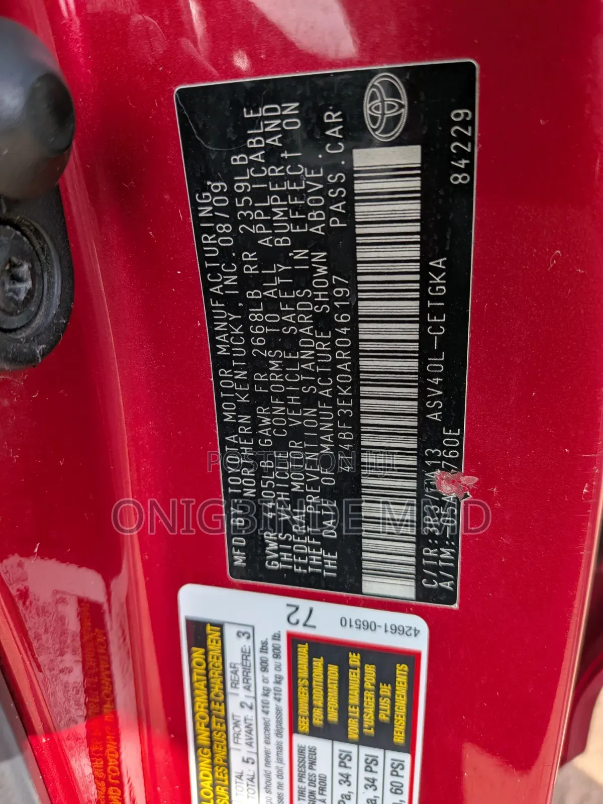 Toyota Camry 2010 Red