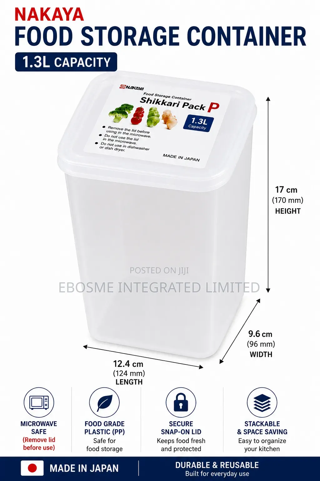 Premium 1.3L Food Storage Container With Lid
