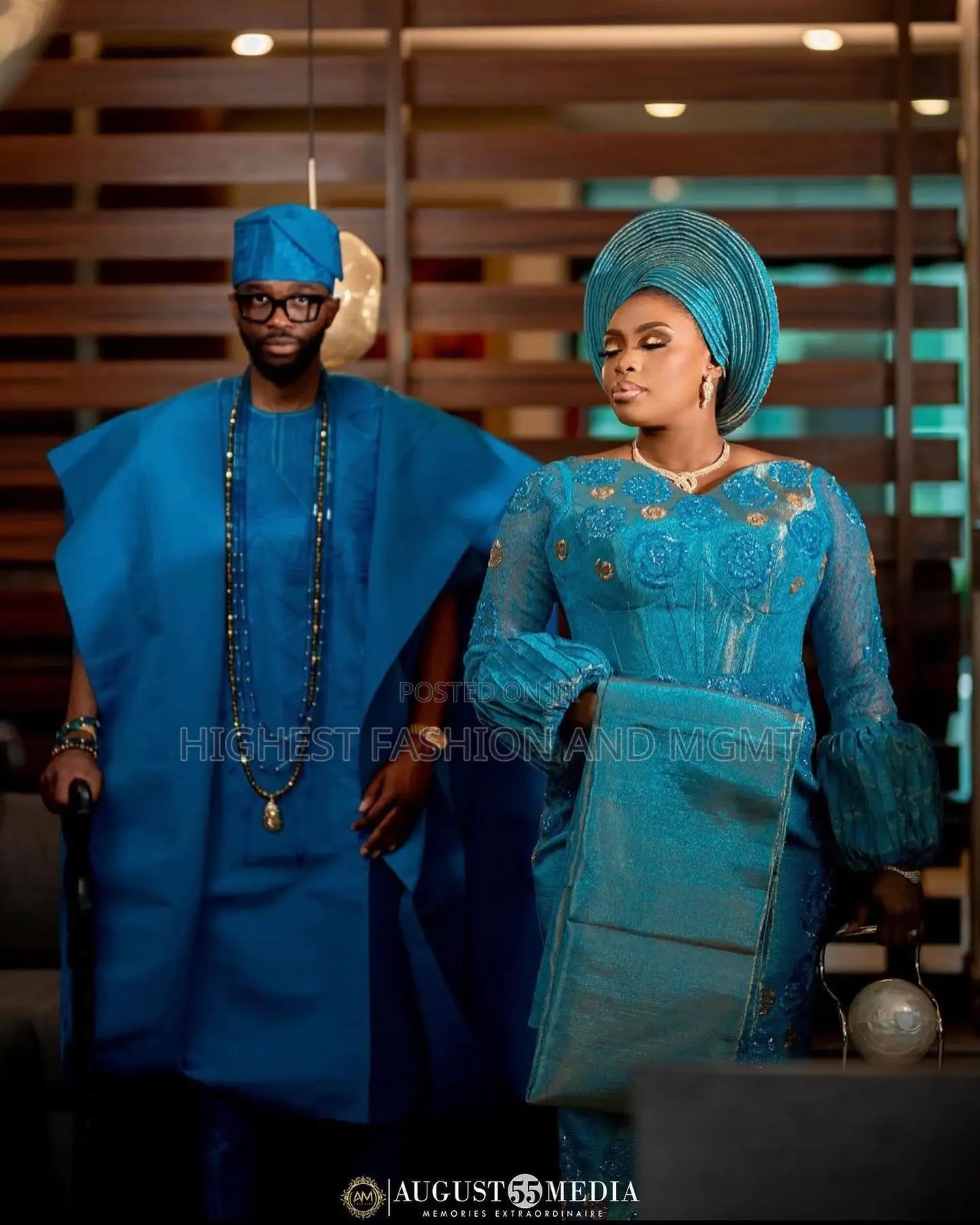 Turquoise Corset Gown Cerulean Agbada Set