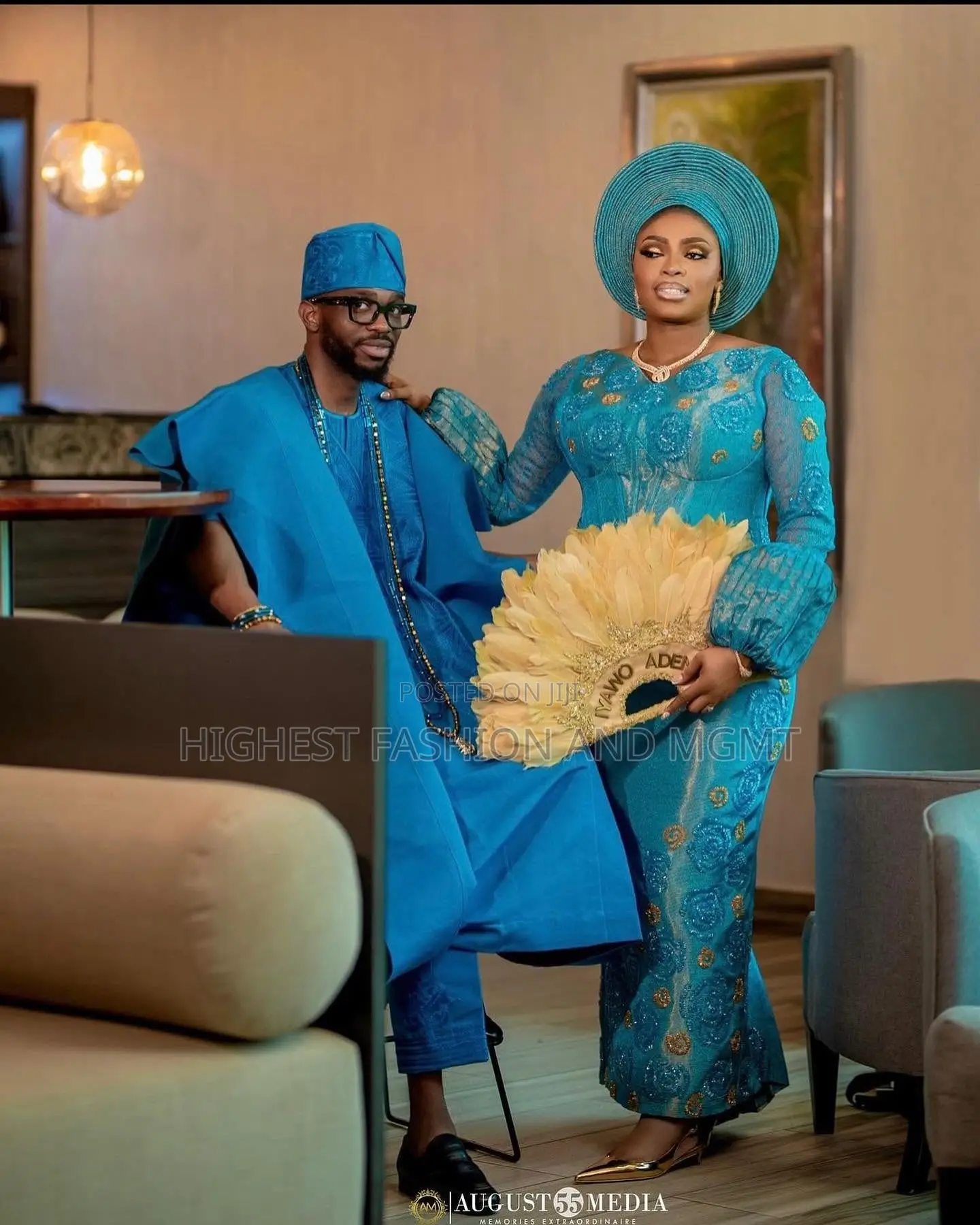 Turquoise Corset Gown Cerulean Agbada Set