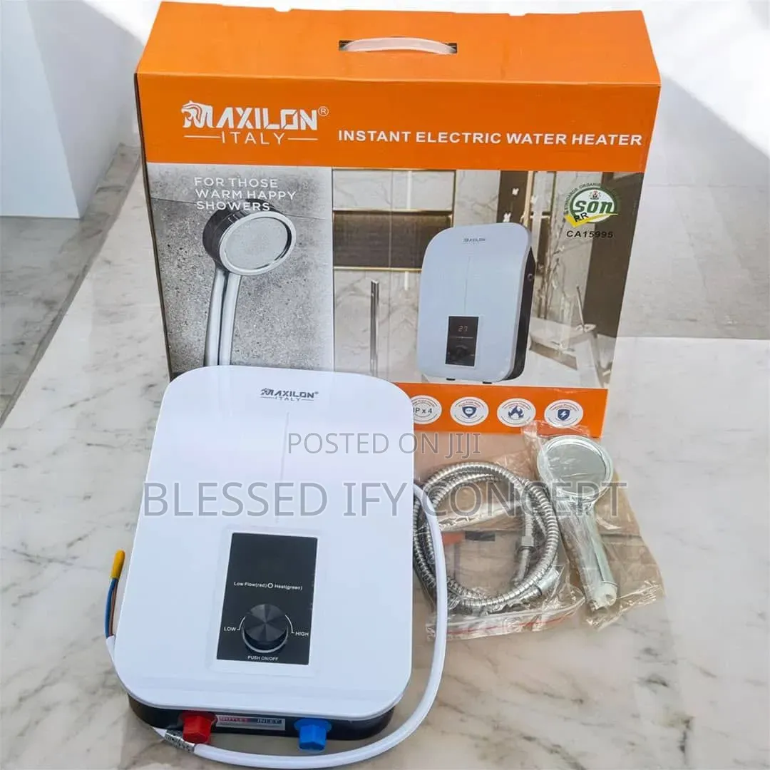 Maxilon Instant Water Heater, Includes a Handheld Shower and Head Hose
