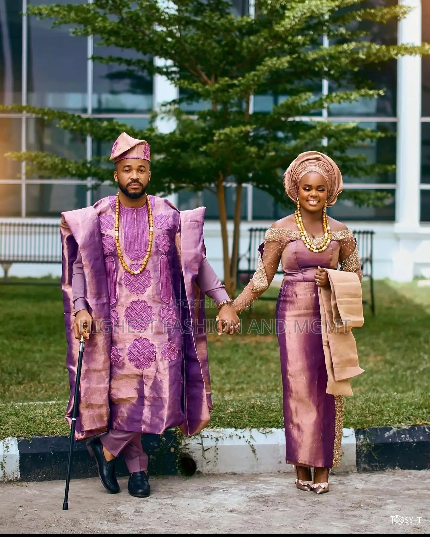 Royal Purple Champagne Gold Gown Agbada