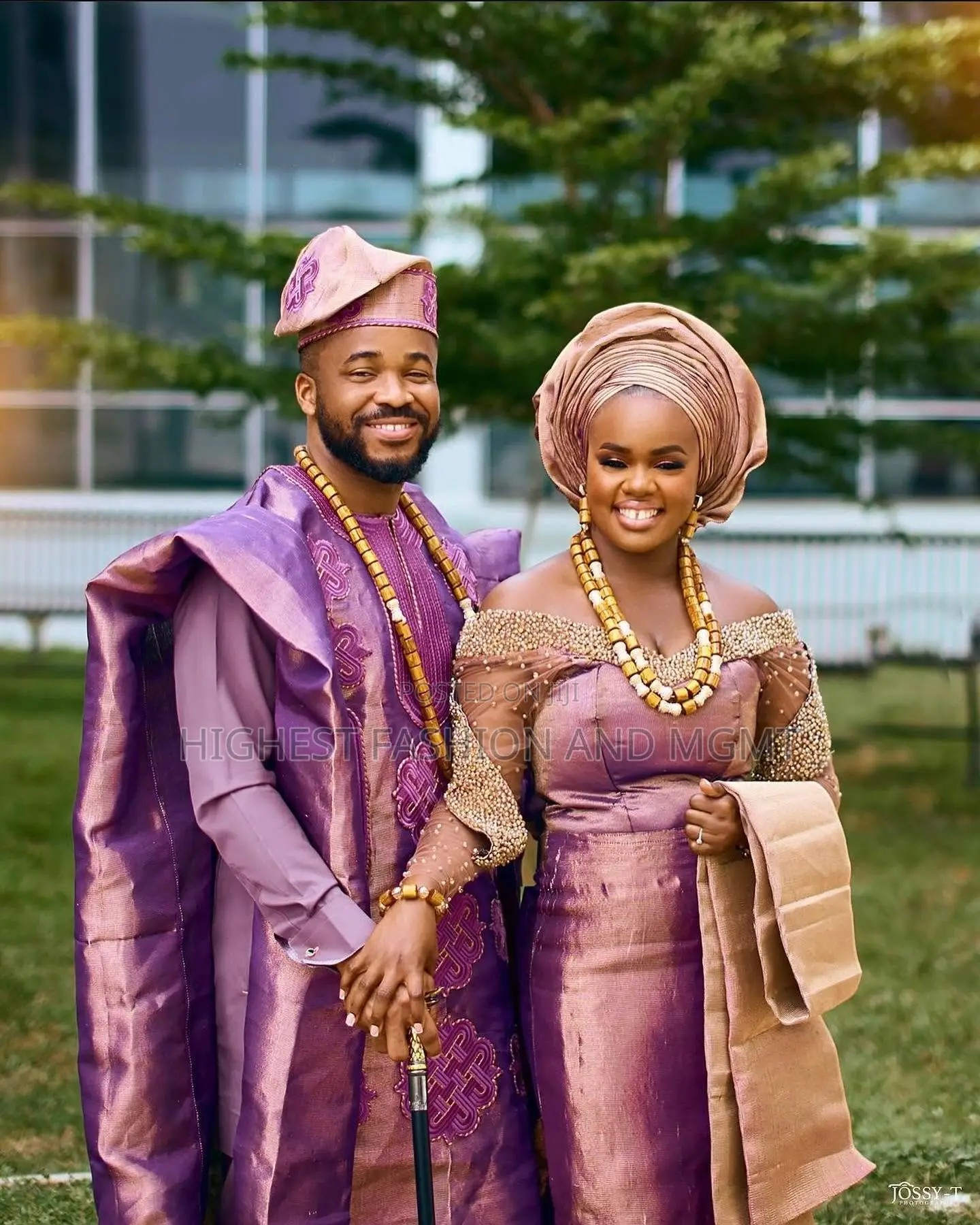 Royal Purple Champagne Gold Gown Agbada