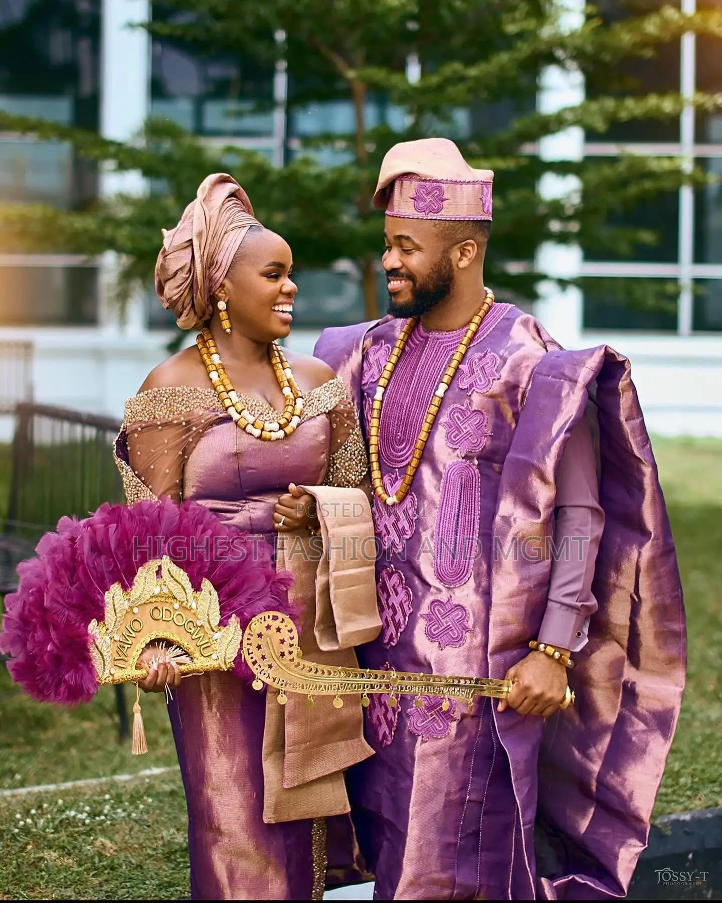 Royal Purple Champagne Gold Gown Agbada