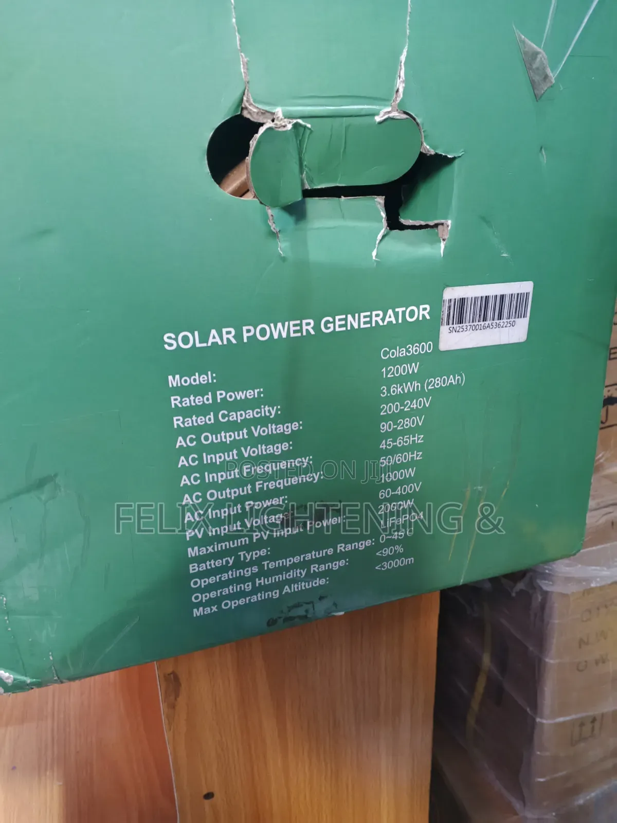3.6kwh Cola Solar Generator