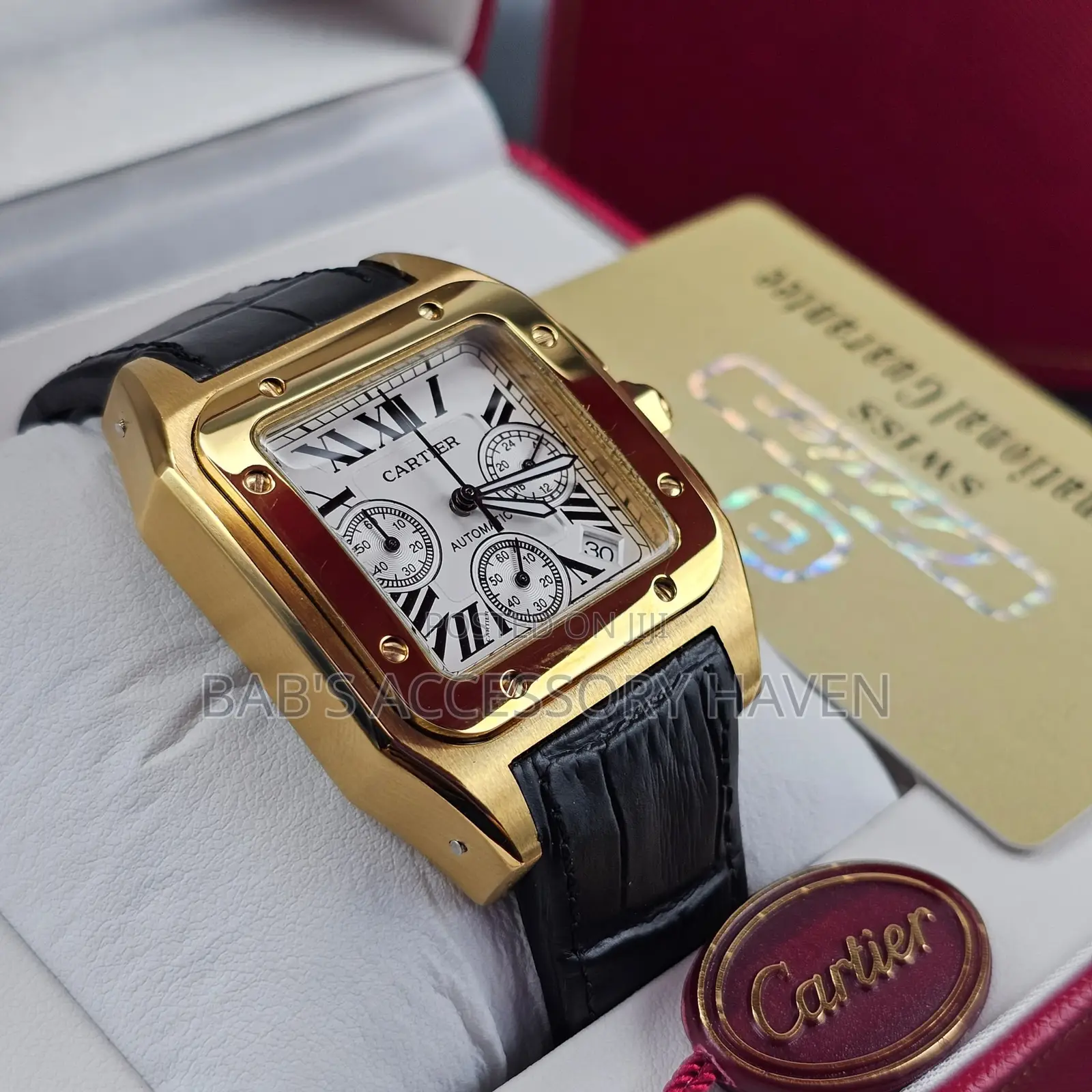 Cartier Leather Watch Chronograph