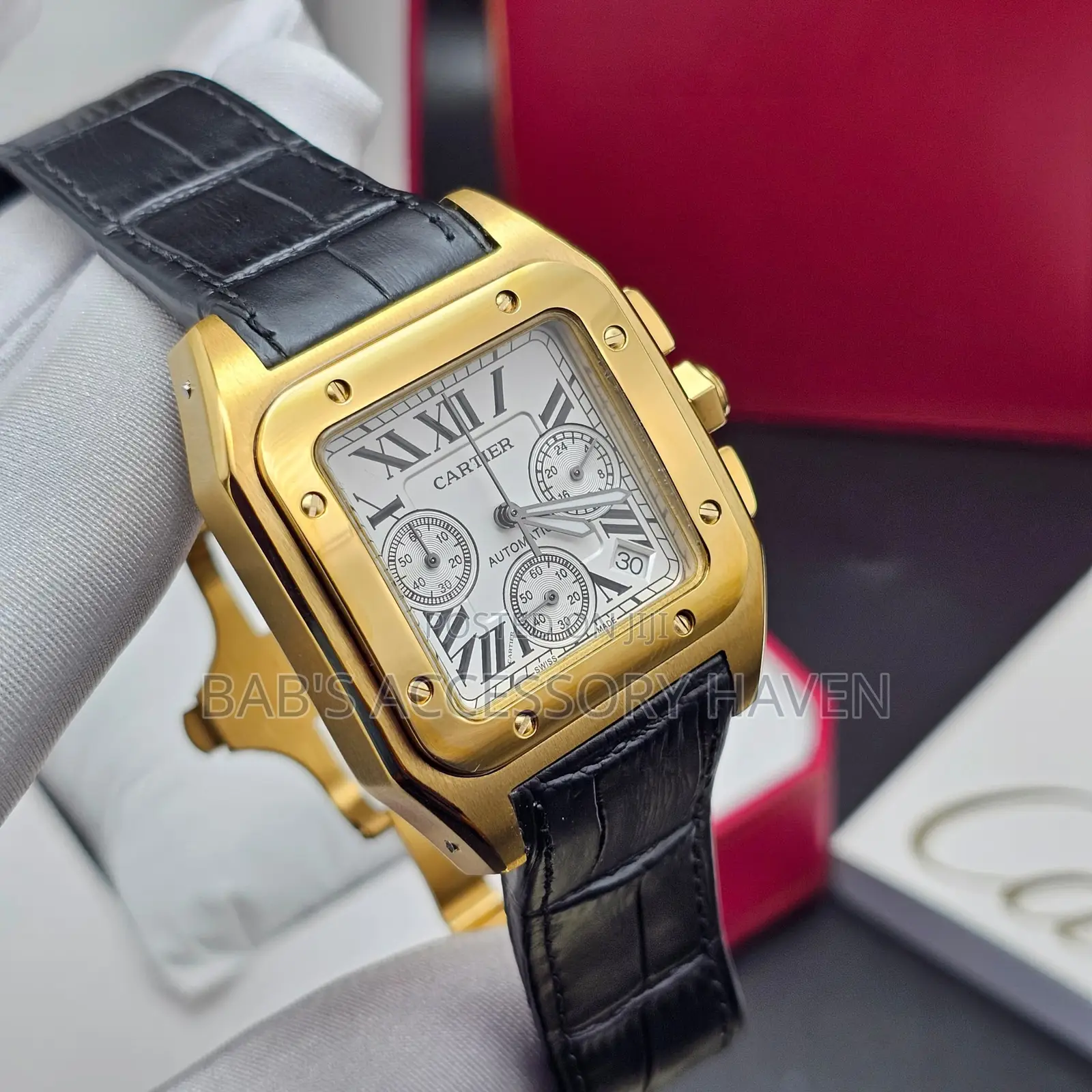Cartier Leather Watch Chronograph