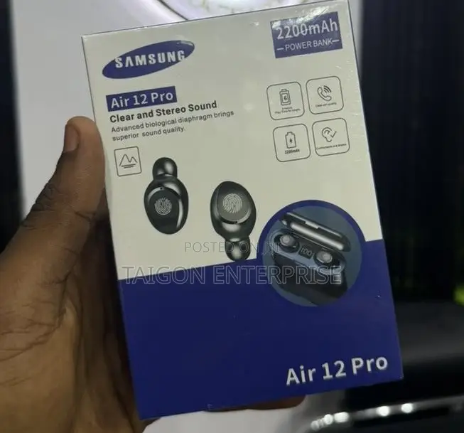 Samsung Air 12 Pro Wireless Earbuds With 2200mAh Powerbank