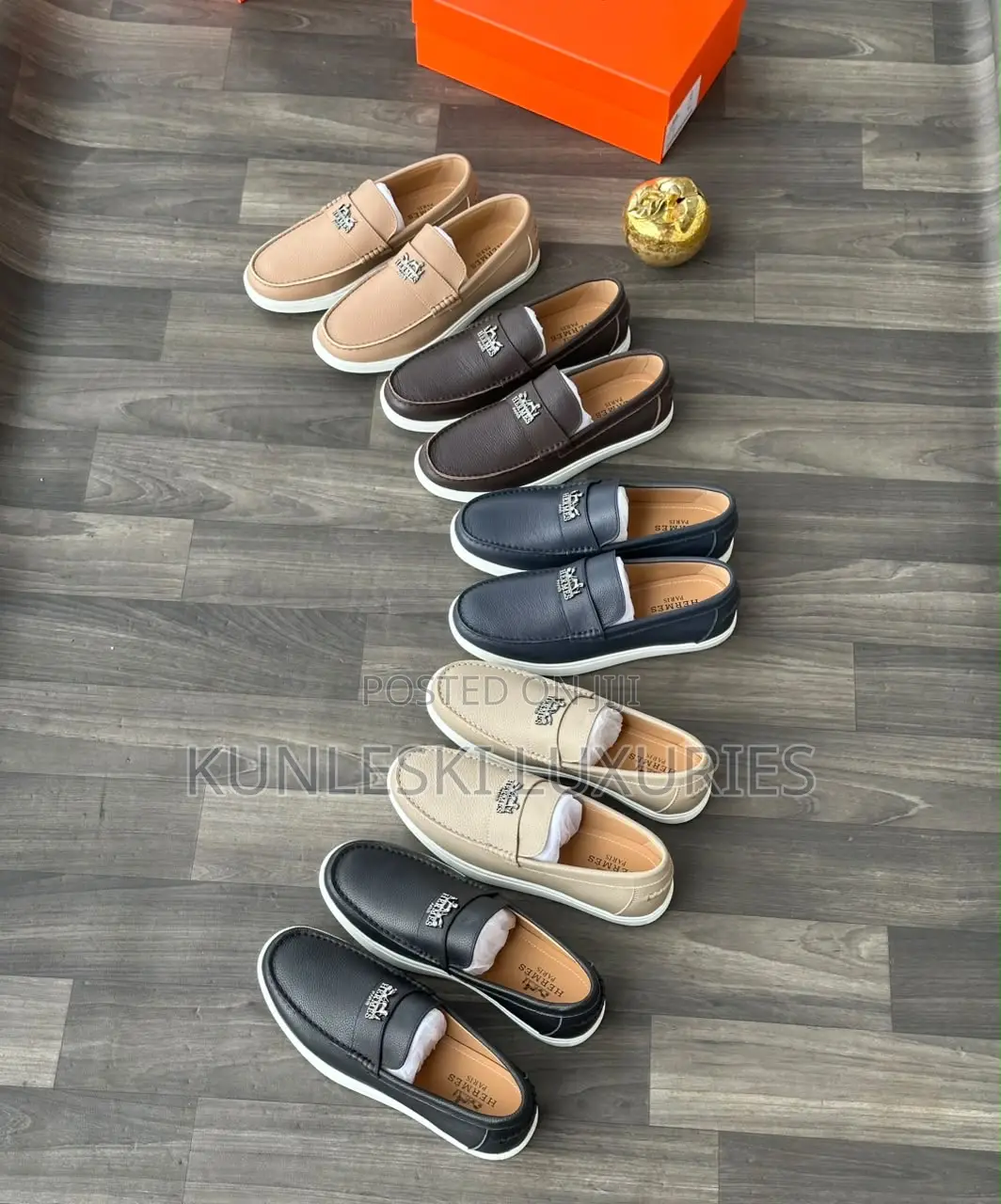 Original Hermes Studded Leather / Suede Loafers