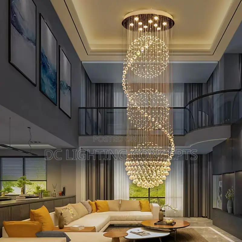 Modern Spiral Led Vitrine Crystal Chandelier for Living Room, Hotel.