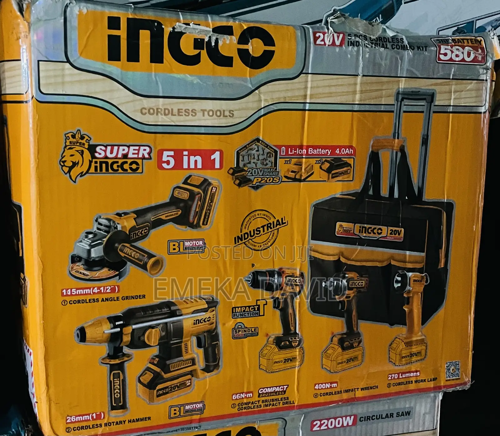 INGCO 5-in-1 Cordless Industrial Combo Kit.