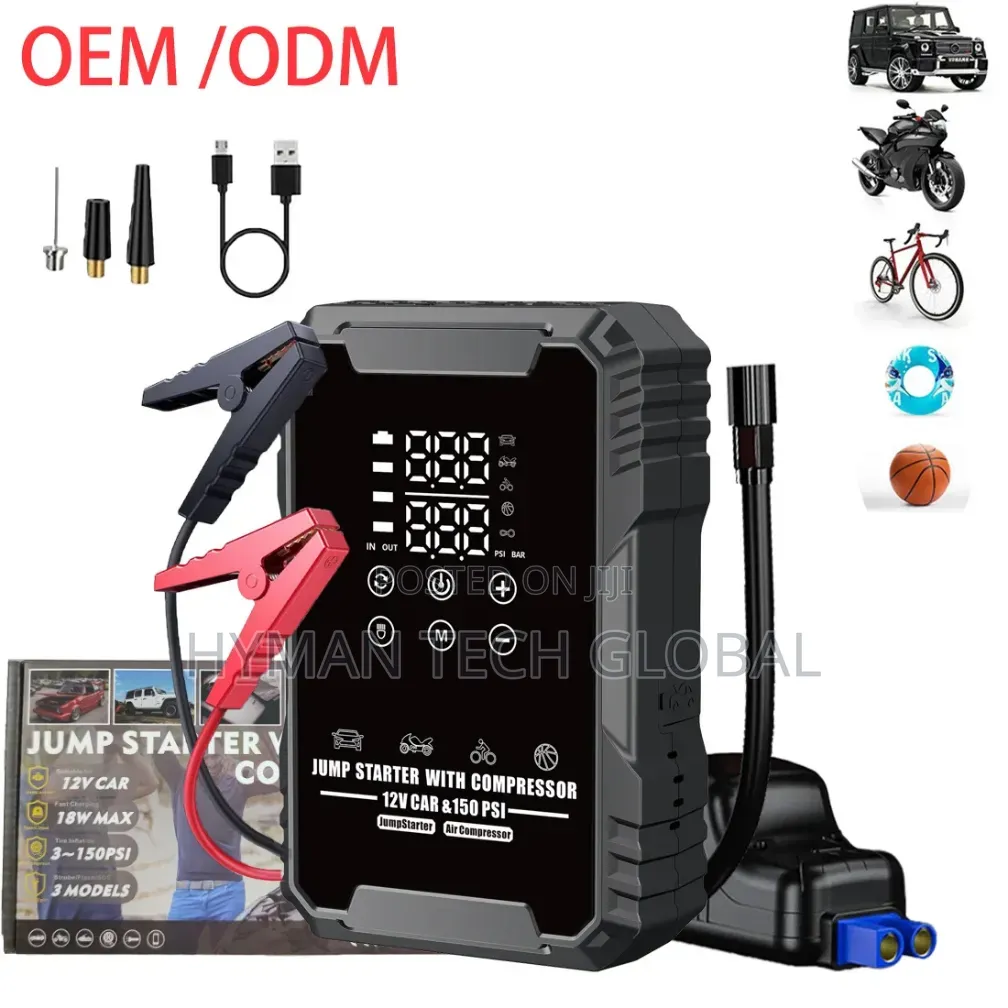 4 in 1 Jump Start With Air Compressor, Powerbank and Touch Light