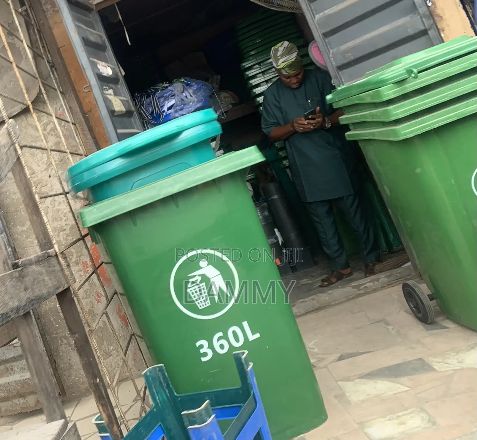 360-Liter Green Plastic Waste Bin