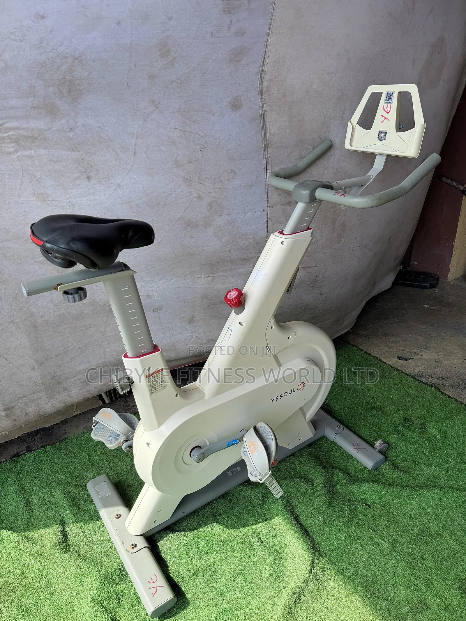 White Commercial Spin Bike With iPad Holder