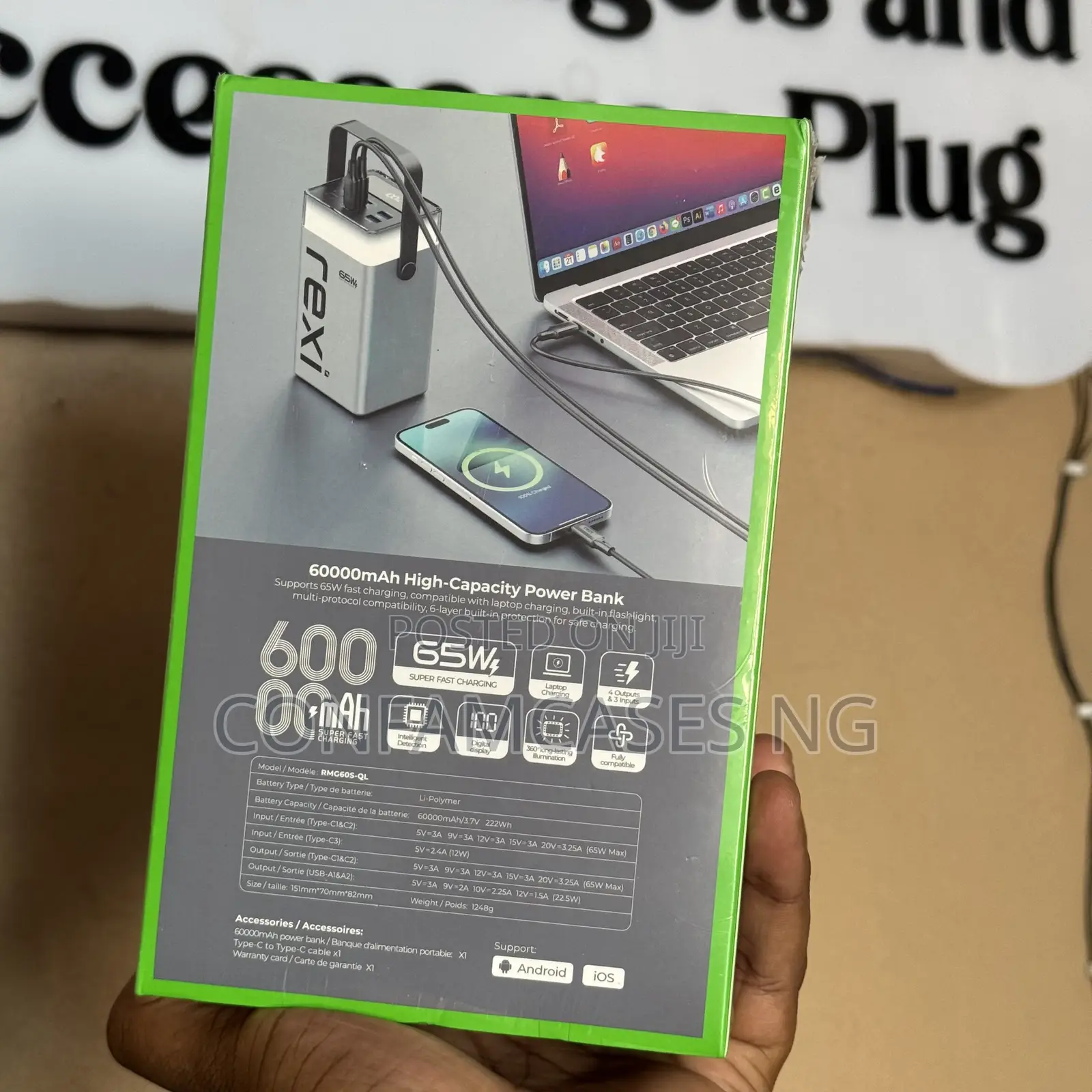 Rexi 60000mAh 65W Fast Charging Power Bank for Phones and Laptops