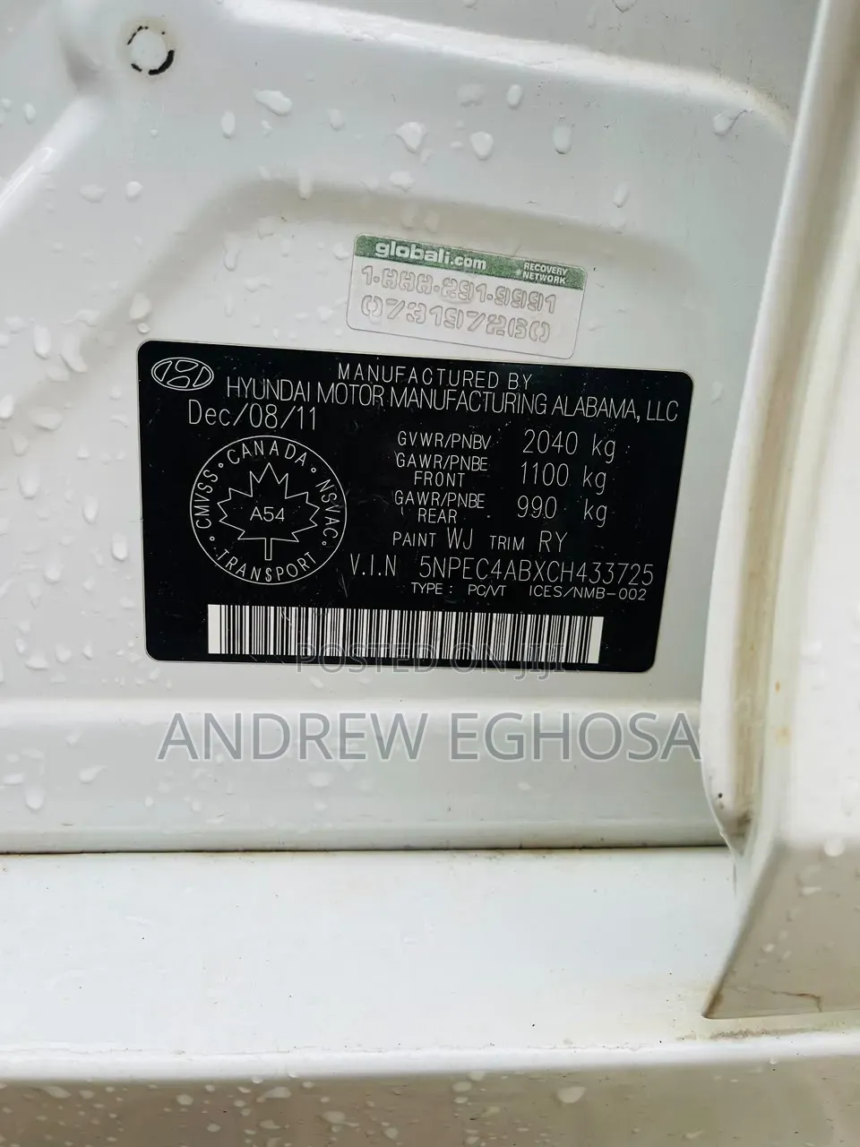 Hyundai Sonata 2012 White