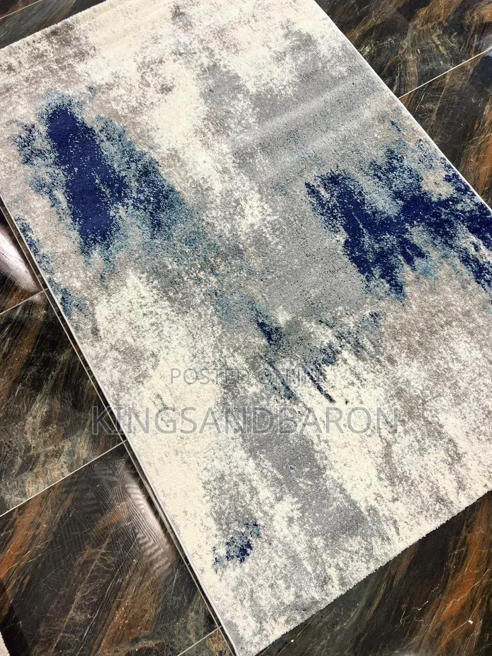 5x7fts Navy Blue and Cream and Torquise Turkish Center Rug