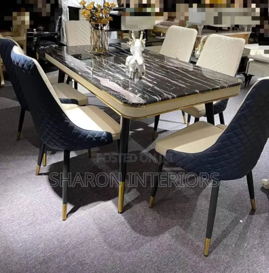 The Imperial Obsidian Marble Leather Dining Collection