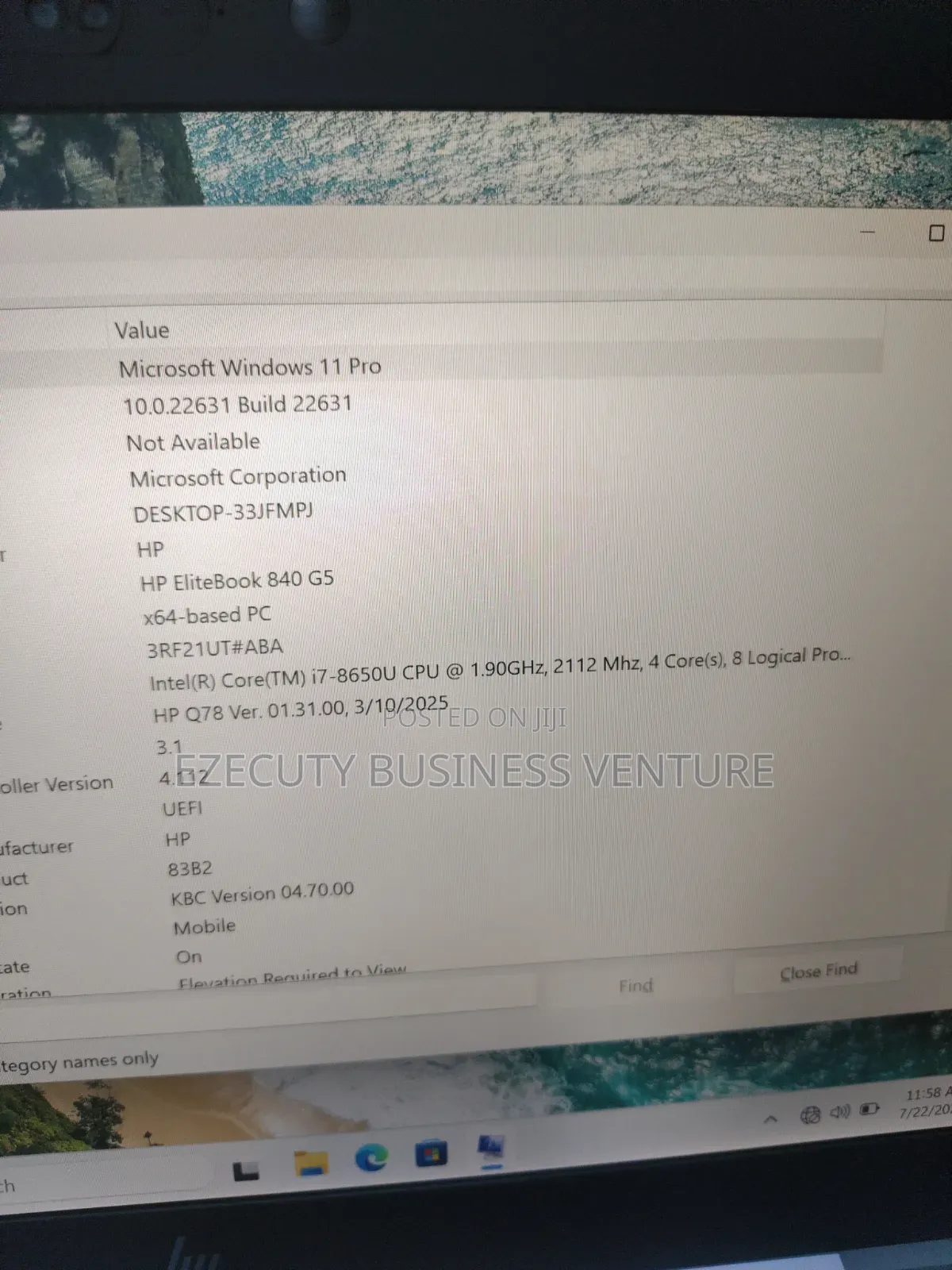 Laptop HP EliteBook 840 G5 8GB Intel Core i7 SSD 256GB