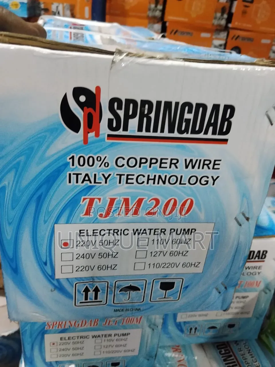 2Hp Springdab Surface Water Pump, (Long Head). 100% Copper Coil